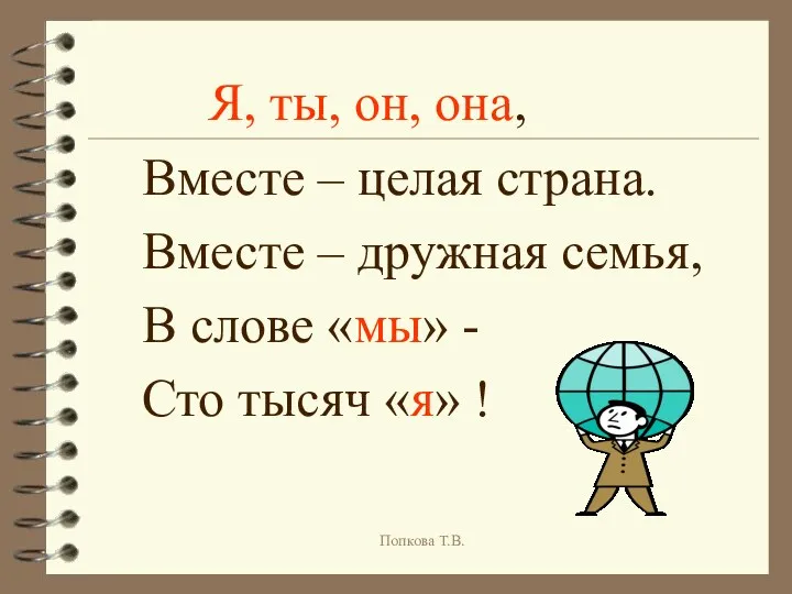 Я, ты, он, она, Вместе – целая страна. Вместе –