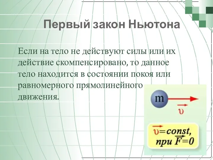 Первый закон Ньютона Если на тело не действуют силы или