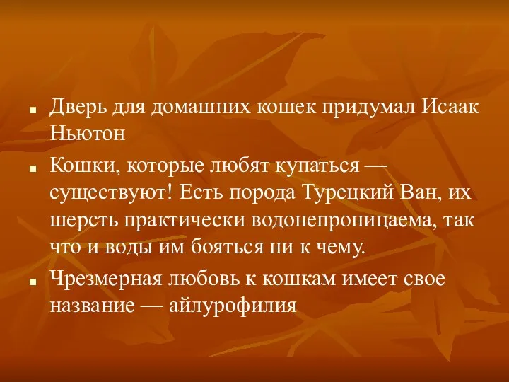 Дверь для домашних кошек придумал Исаак Ньютон Кошки, которые любят купаться — существуют!