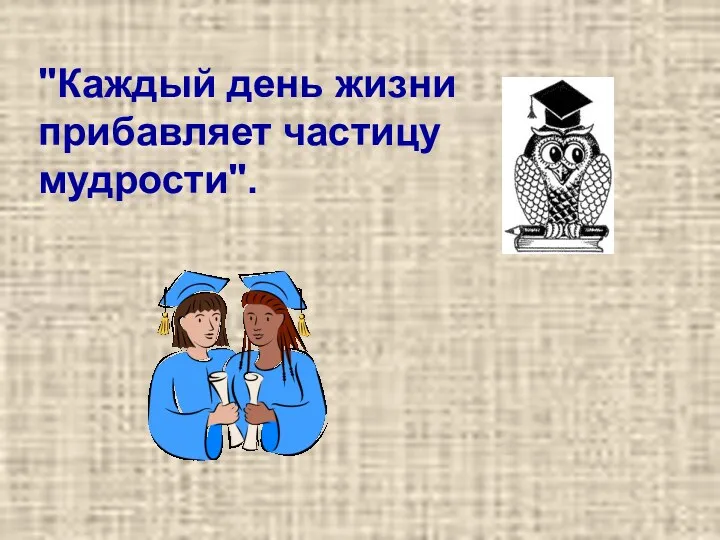 "Каждый день жизни прибавляет частицу мудрости".