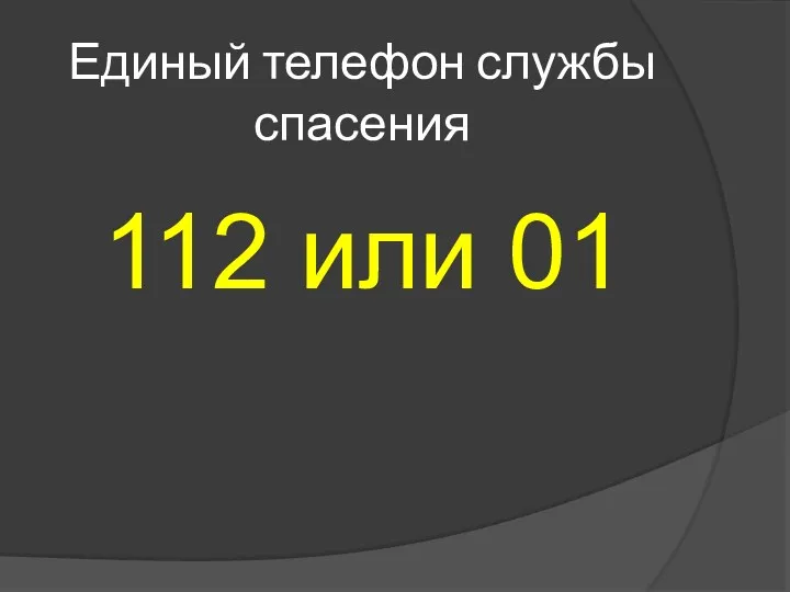 Единый телефон службы спасения 112 или 01