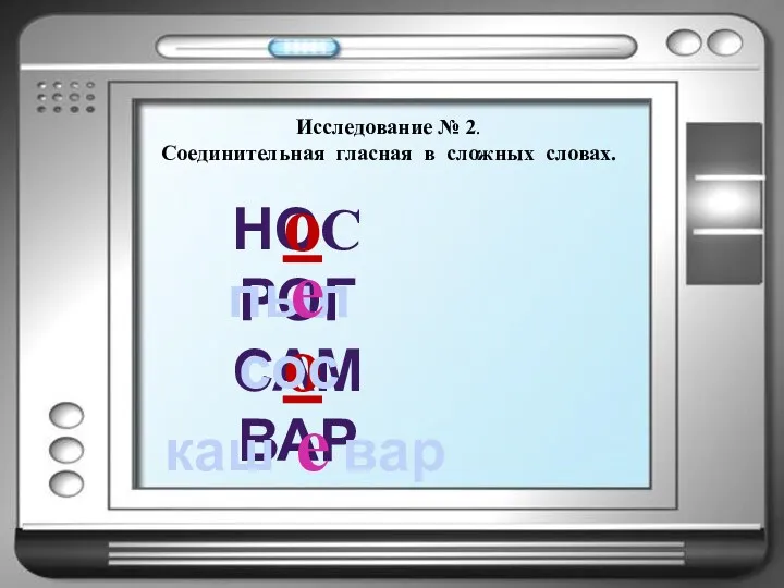 Исследование № 2. Соединительная гласная в сложных словах. САМ ВАР