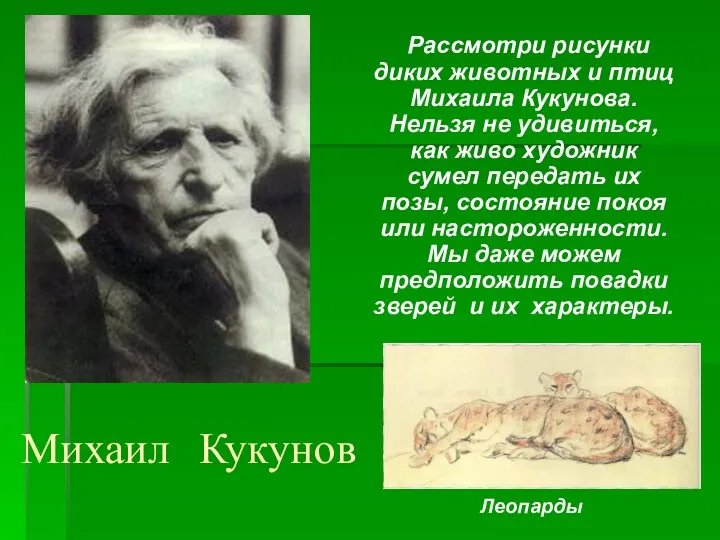 Михаил Кукунов Рассмотри рисунки диких животных и птиц Михаила Кукунова. Нельзя не удивиться,