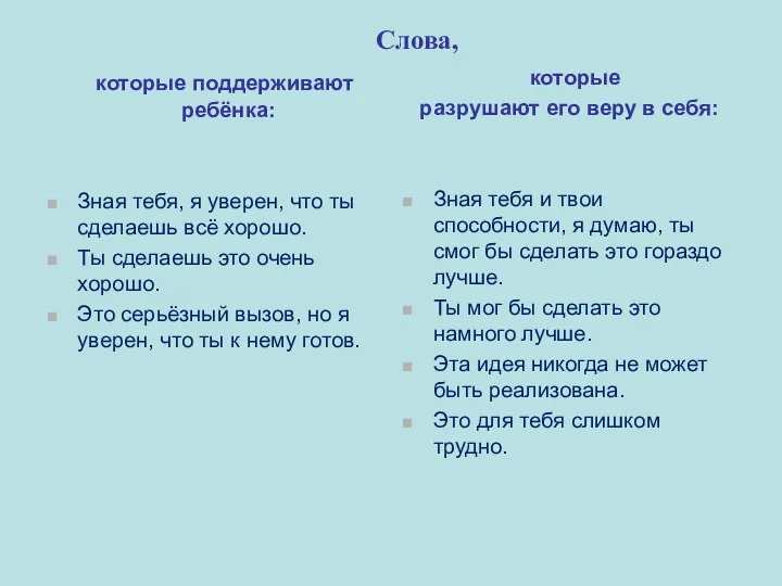 Слова, которые поддерживают ребёнка: Зная тебя, я уверен, что ты