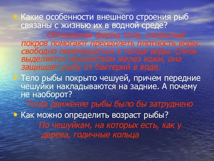 Какие особенности внешнего строения рыб связаны с жизнью их в