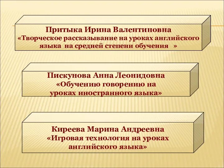 Притыка Ирина Валентиновна «Творческое рассказывание на уроках английского языка на