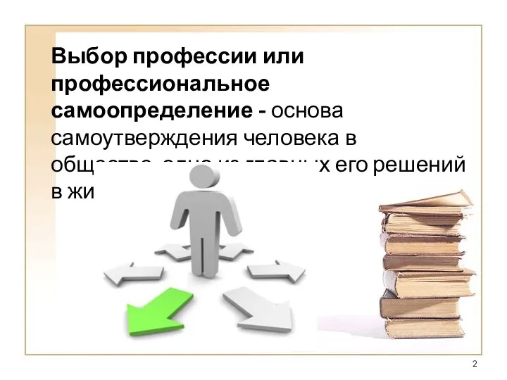 Выбор профессии или профессиональное самоопределение - основа самоутверждения человека в