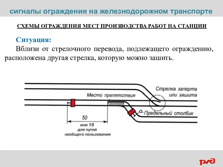 СХЕМЫ ОГРАЖДЕНИЯ МЕСТ ПРОИЗВОДСТВА РАБОТ НА СТАНЦИИ Ситуация: Вблизи от