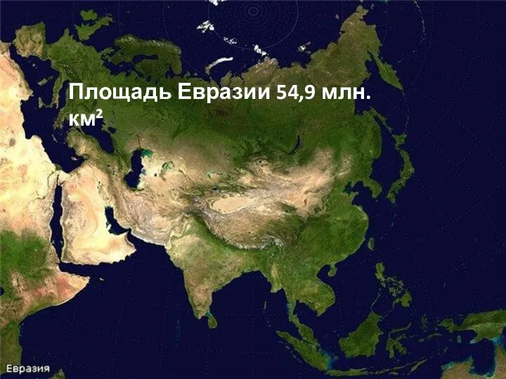 Площадь Евразии 54,9 млн. км²