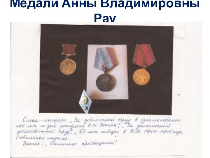 Медали Анны Владимировны Рау