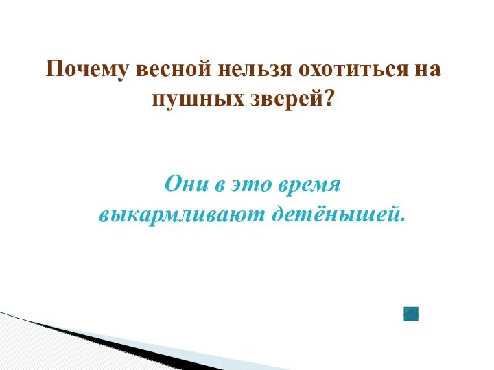 Почему весной нельзя охотиться на пушных зверей? Они в это время выкармливают детёнышей.