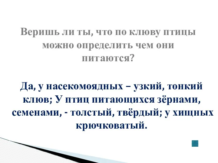 Веришь ли ты, что по клюву птицы можно определить чем