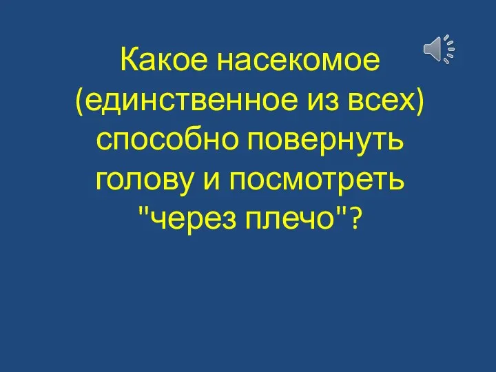 Какое насекомое (единственное из всех) способно повернуть голову и посмотреть "через плечо"?