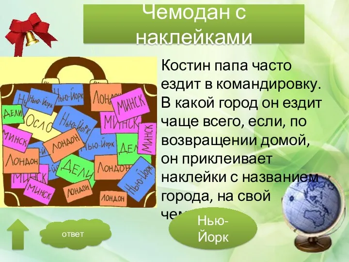 Чемодан с наклейками Костин папа часто ездит в командировку. В