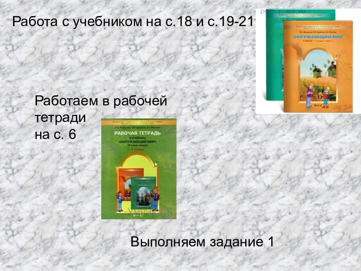 Работа с учебником на с.18 и с.19-21 Работаем в рабочей