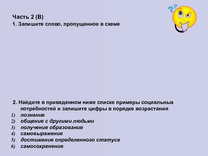 Часть 2 (В) 1. Запишите слово, пропущенное в схеме 2. Найдите в приведенном