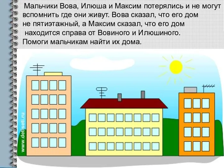 Мальчики Вова, Илюша и Максим потерялись и не могут вспомнить