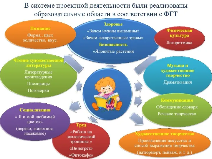 В системе проектной деятельности были реализованы образовательные области в соответствии с ФГТ