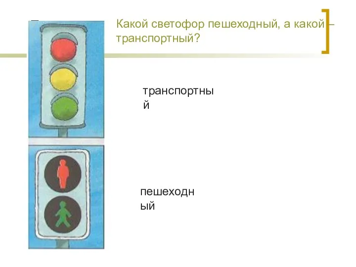 Какой светофор пешеходный, а какой – транспортный? транспортный пешеходный