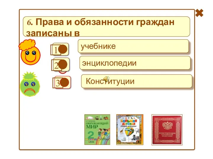 + - учебнике энциклопедии Конституции 6. Права и обязанности граждан записаны в -