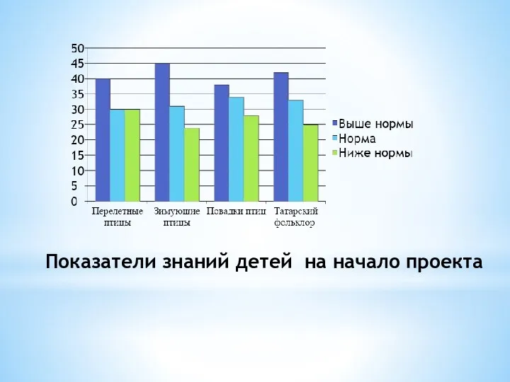 Показатели знаний детей на начало проекта