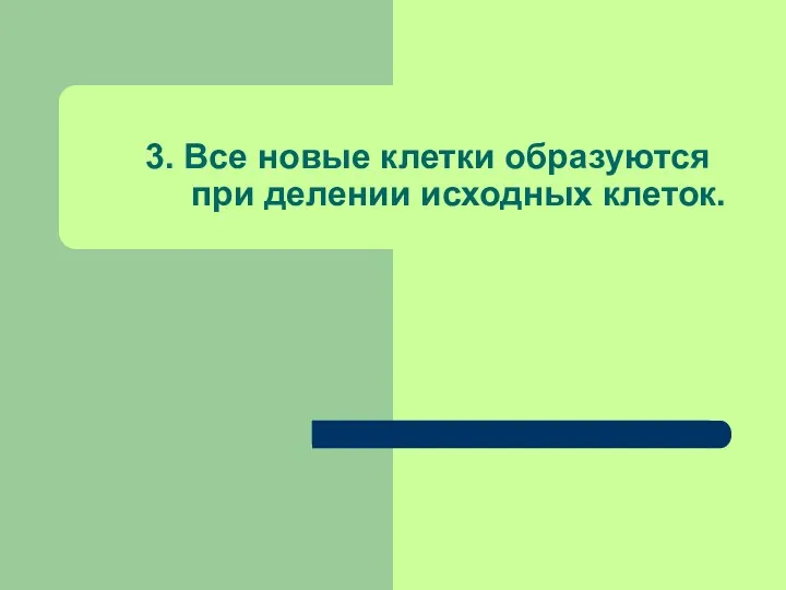 3. Все новые клетки образуются при делении исходных клеток.