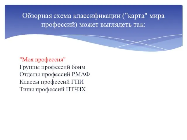 "Моя профессия" Группы профессий бонм Отделы профессий РМАФ Классы профессий