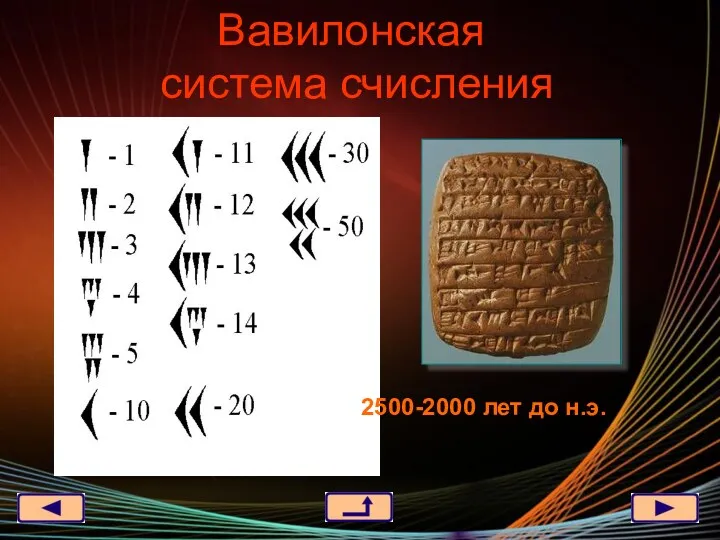 Вавилонская система счисления 2500-2000 лет до н.э.