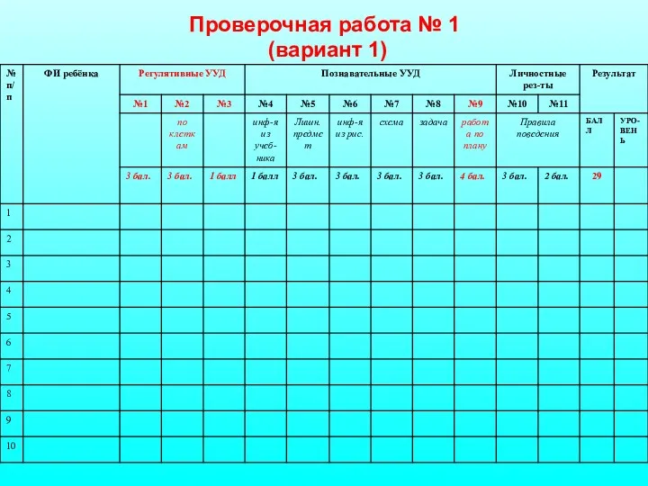 Проверочная работа № 1 (вариант 1)