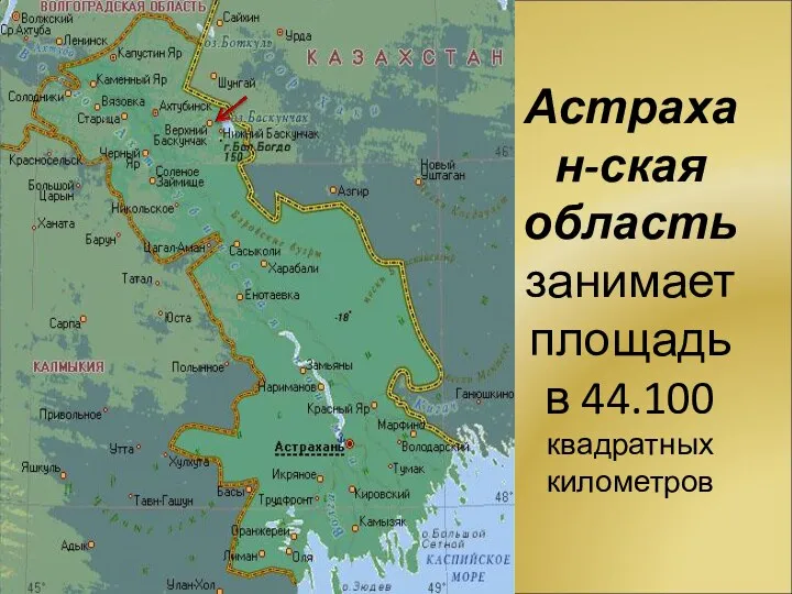 Астрахан-ская область занимает площадь в 44.100 квадратных километров