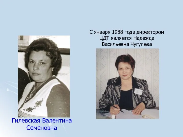 Гилевская Валентина Семеновна С января 1988 года директором ЦДТ является Надежда Васильевна Чугулева