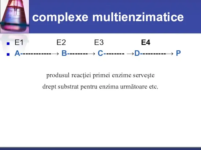 complexe multienzimatice E1 E2 E3 E4 A------------→ B--------→ C-------- →D----------→