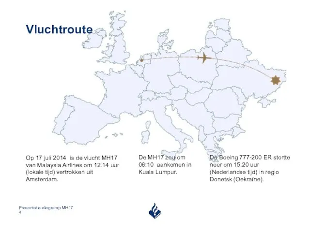 Vluchtroute Op 17 juli 2014 is de vlucht MH17 van