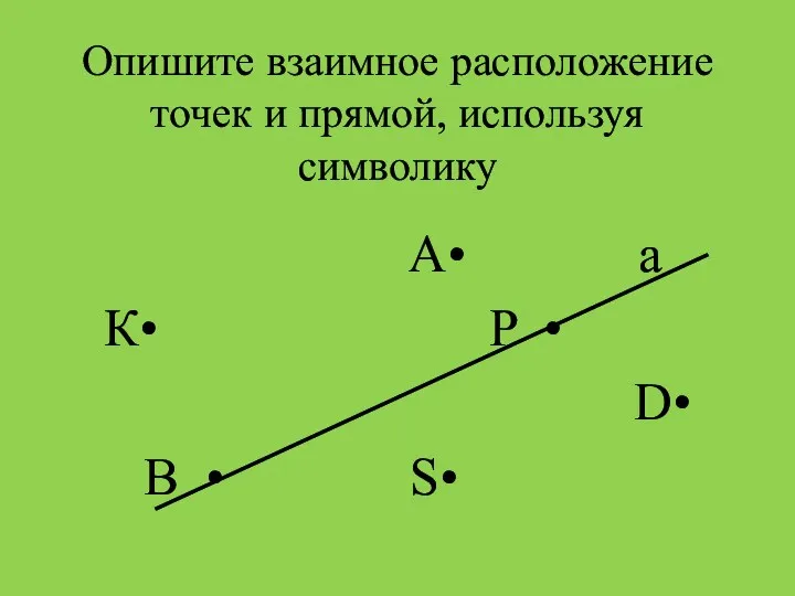Опишите взаимное расположение точек и прямой, используя символику А• a