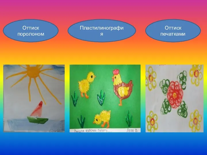 Оттиск поролоном Оттиск печатками Пластилинография