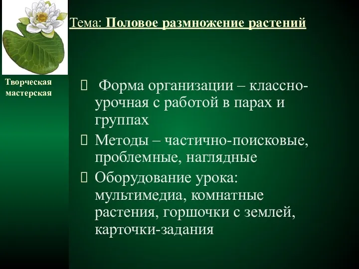 Форма организации – классно-урочная с работой в парах и группах