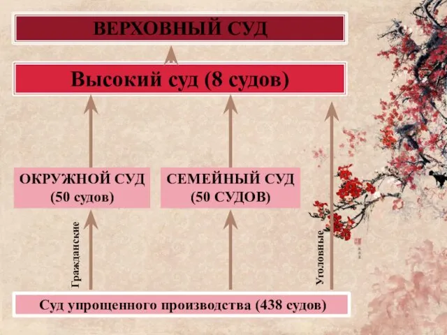 ВЕРХОВНЫЙ СУД Высокий суд (8 судов) ОКРУЖНОЙ СУД (50 судов)