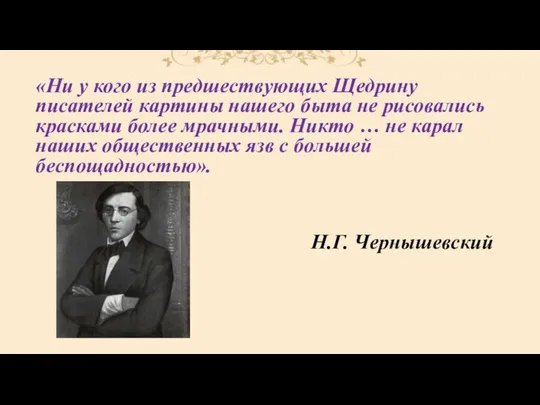 «Ни у кого из предшествующих Щедрину писателей картины нашего быта