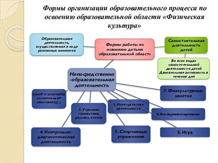 Формы организации образовательного процесса по освоению образовательной области «Физическая культура»