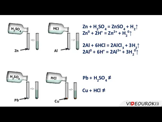 Zn H2SO4 Al HCl H2SO4 Pb Cu HCl Zn +