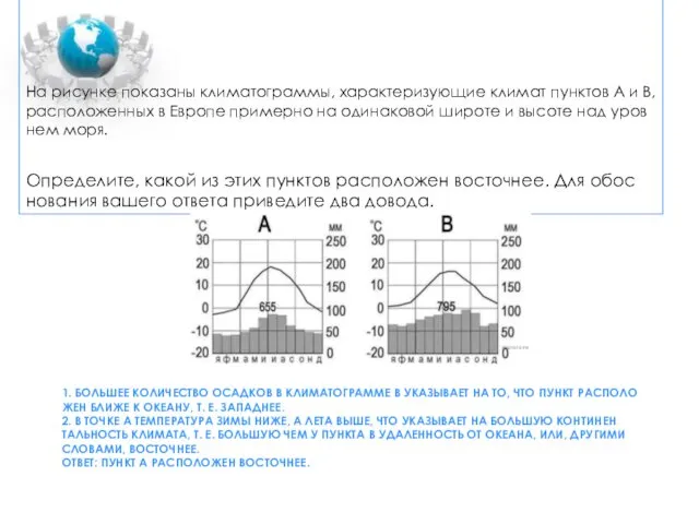 1. БОЛЬ­ШЕЕ КО­ЛИ­ЧЕ­СТВО ОСАД­КОВ В КЛИ­МА­ТО­ГРАМ­МЕ В УКА­ЗЫ­ВА­ЕТ НА ТО,