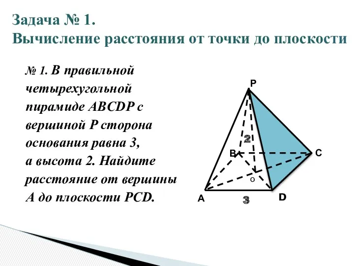 № 1. В правильной четырехугольной пирамиде ABCDP с вершиной P