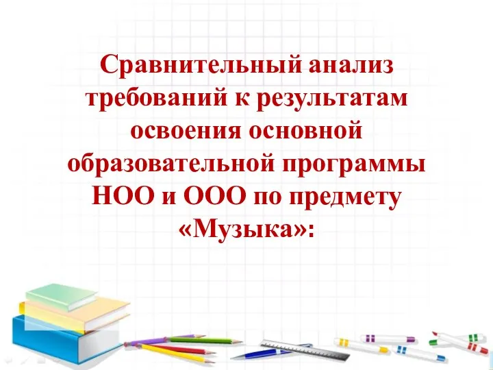 Сравнительный анализ требований к результатам освоения основной образовательной программы НОО и ООО по предмету «Музыка»: