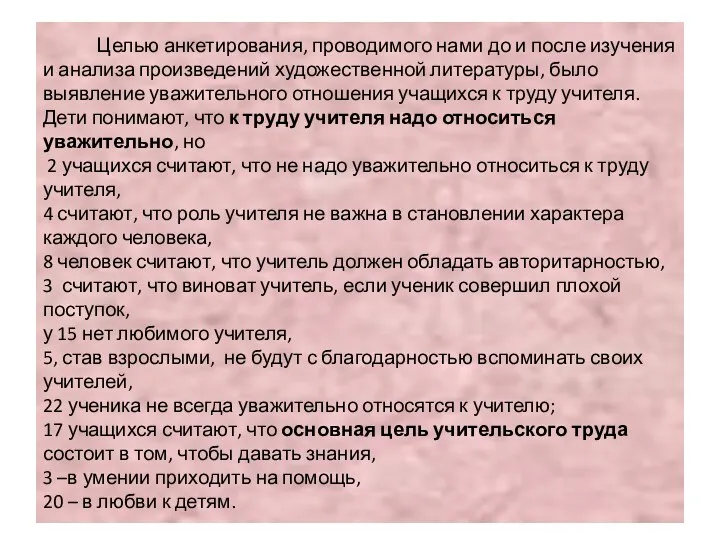 Целью анкетирования, проводимого нами до и после изучения и анализа