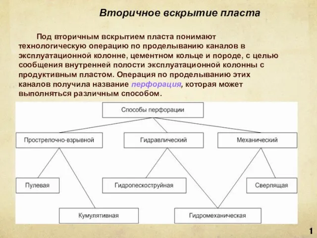 1 Вторичное вскрытие пласта Под вторичным вскрытием пласта понимают технологическую