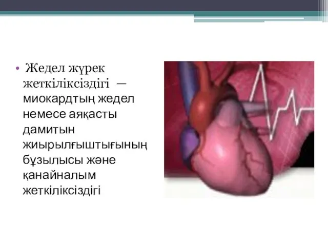 Жедел жүрек жеткіліксіздігі — миокардтың жедел немесе аяқасты дамитын жиырылғыштығының бұзылысы және қанайналым жеткіліксіздігі