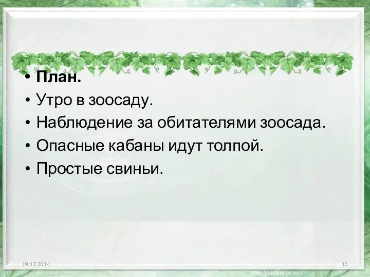 План. Утро в зоосаду. Наблюдение за обитателями зоосада. Опасные кабаны идут толпой. Простые свиньи.