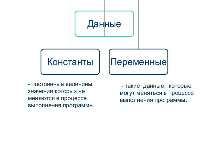 - постоянные величины, значения которых не меняются в процессе выполнения