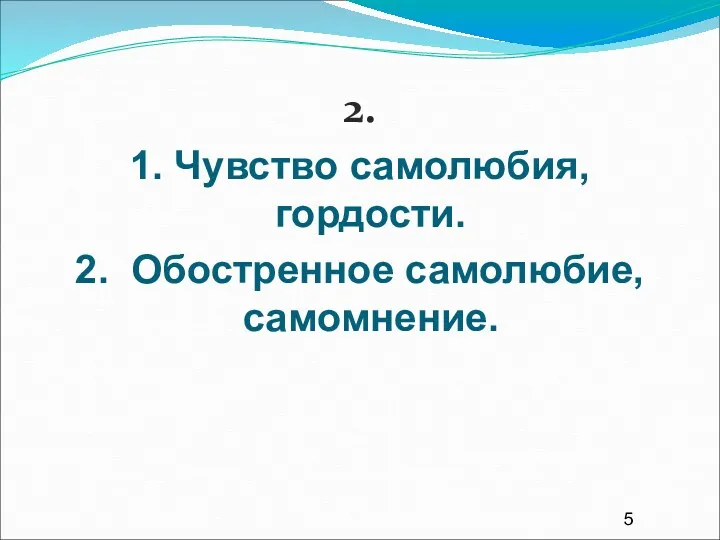 2. 1. Чувство самолюбия, гордости. 2. Обостренное самолюбие, самомнение.