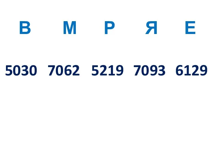 В М Р Я Е 5030 7062 5219 7093 6129